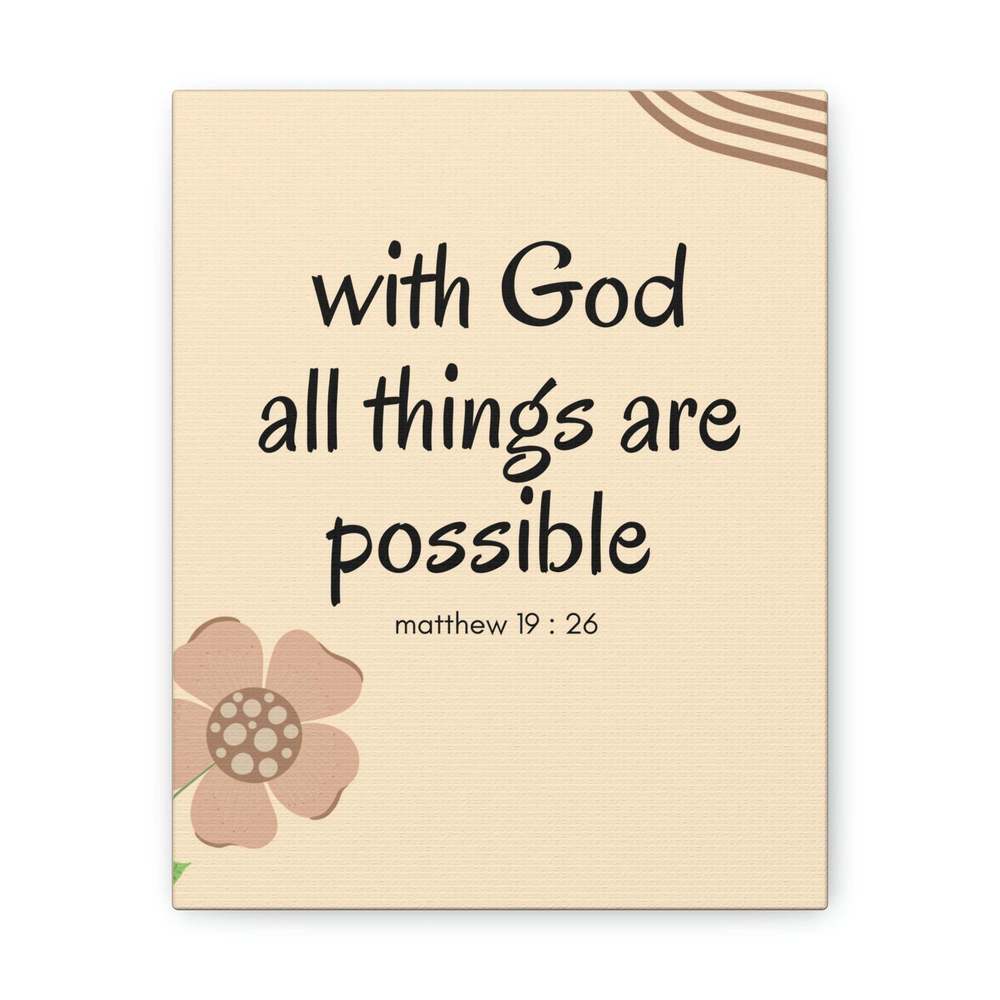 Scripture Sign All Things Are Possible Matthew 19:26 Brown Flower Christian Wal
